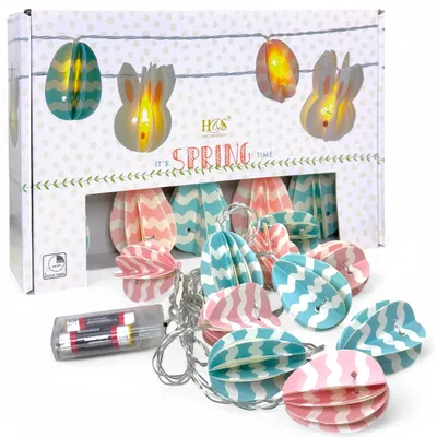 LED-Lichterkette 2,7 m, 10 warmweiße LEDs, 3D-Papierfiguren, Timer