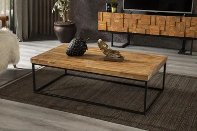 Zdjęcie produktu dla Nowoczesny drewniany stolik kawowy do salonu meble stolik do przechowywania z litego drewna loft-