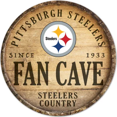 Produktbild von NFL Pittsburgh Steelers Fan Cave Rund Football Wood Sign Holzschild Holz Deko 35cm