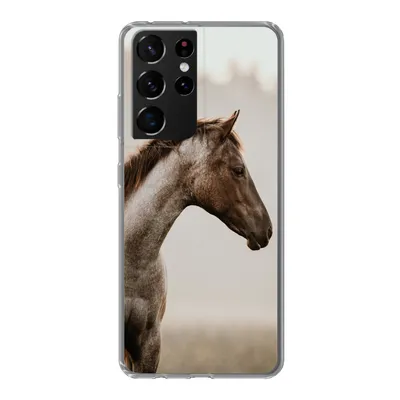 Produktbild von MuchoWow® Handyhülle Schutzhülle Hülle für Samsung Galaxy S21 Ultra Pferd - Nebel - Natur Silikon Softcase Handy Hülle - Mobiltelefon