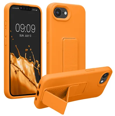 Produktbild von kwmobile Handyhülle für Apple iPhone 17e / iPhone 16e Hülle - TPU Silikon Case mit Fingerhalter und Stand - Schutzhülle Cover in Fruity Orange