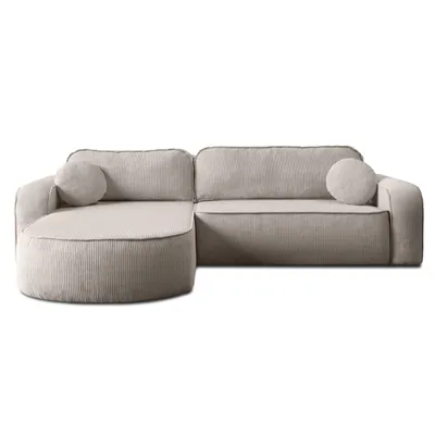 A sectional sofa with a chaise lounge is shown against a white background.
