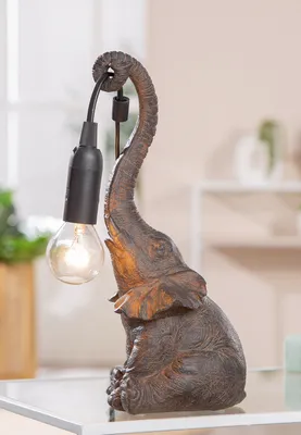 Immagine prodotto di GILDE Lampada da tavolo, elefante, "Elefante", resina sintetica, marrone, lungh. 13 cm, largh. 12 cm, alt. 28 cm 59400