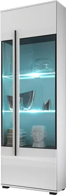 Produktbild von Vitrine Cantara - Weiß Hochglanz mit Glasbodenbeleuchtung