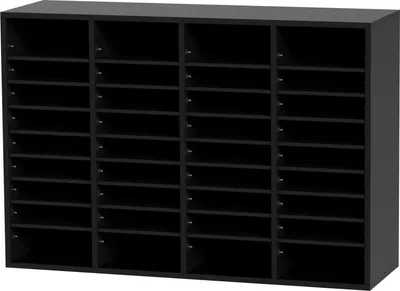 Image de SucceBuy Organisateur de littérature en bois, 36 compartiments, trieur de dossiers avec étagères amovibles, fente à lettres pour bureau, maison, salle de classe,  EPA, noir