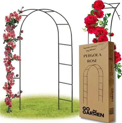 Produktbild von Metall rosenbogen pergola für kletterpflanzen und rosen 240x140 cm mit bodenankern