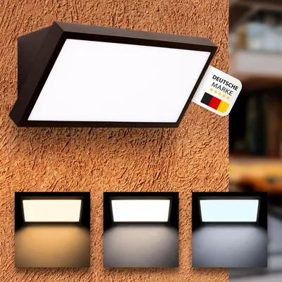 Produktbild von LED Außenwandleuchte 2906Y Schwarz 20W 3CCT (Warmweiß, Neutralweiß, Kaltweiß) IP54 Wetterfest