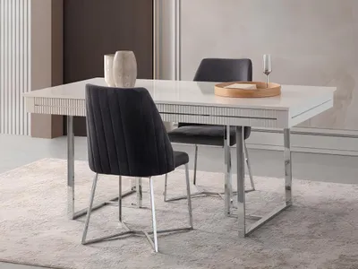 Productafbeelding van Moderne eettafel voor de eetkamer, uitschuifbaar, hout, wit