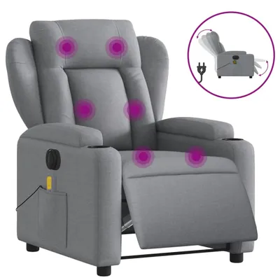 Image de vidaXL Fauteuil de massage électrique Tissu gris clair