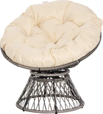 Produktbild von Papasansessel, Korbsessel, Sitzkissen, Kunstrattan, drehbar, Metallrahmen, 87 x 97 x 90 cm, Beige