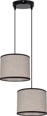 Produktbild von Pendelleuchte Stoff Metall E27 H: max. 85 cm Schwarz Beige 2-flammig Modern