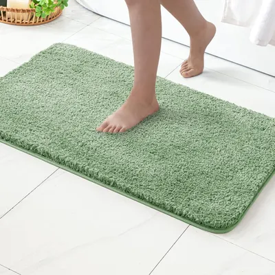Immagine prodotto di Tappetino da bagno antiscivolo in microfibra, verde, 60x90 cm