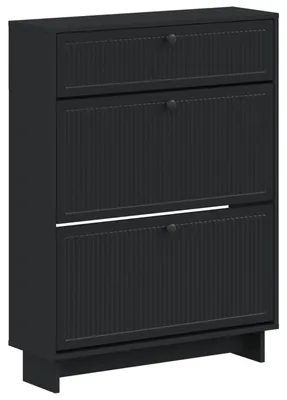 Immagine prodotto di Armadio per scarpe EDE, 78 x 24 x 103 cm, realizzato in materiale composito di legno, colore nero