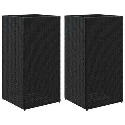 Produktbild von Pflanzkübel 2 Stk. Schwarz 40x40x80 cm Poly Rattan