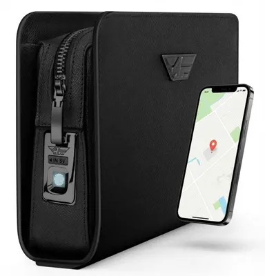 Produktbild von 4FLY Smart Handtasche aus Leder, Fingerabdruck Schloss, Smart Tracker kompatibel mit Apple Wo ist App, Kartenfach, 2 Fächer