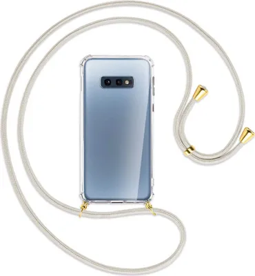 Produktbild von Handykette Backcover-Schutzhülle mit Band (Metall goldfarben) für Samsung Galaxy S10e - broken white