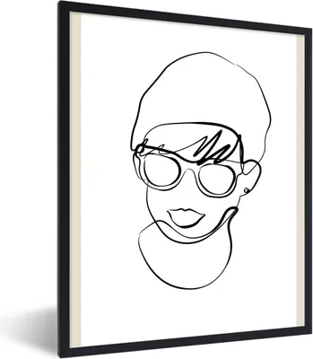 Produktbild von MuchoWow® Gerahmtes Poster Frauen - Minimalismus - Linienkunst 60x80 cm - Poster mit Schwarzem Bilderrahmen Wandposter Rahmen Foto Bilder - Premium - Wanddeko Wohnzimmer