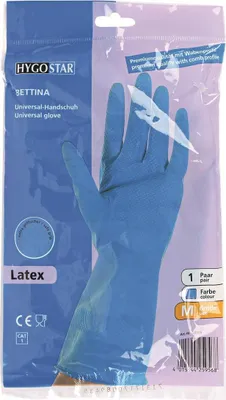 Immagine prodotto di Hygostar 25956 Haushaltshandschuhe Bettina blau Gr. 8/M Latex beflockt