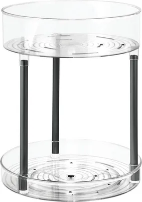 Produktbild von mDesign Organizer Ablage Regal Aufbewahrung drehbar 2 Etagen transparent/schwarz