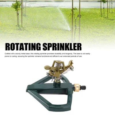 Produktbild von Drehbarer Rasensprenger für den Garten, 360-Grad-Drehung, einstellbar, große Reichweite, automatischer Gartensprenger, gelb