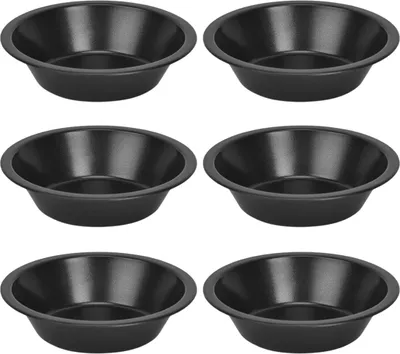 Produktbild von Xeyise 6 Stück 5 Zoll Mini-Kuchenformen, antihaftbeschichtet, lebensmittelecht, Kohlenstoffstahl, spülmaschinenfest, ofenfest, rund, zum Backen, Dessert, Kuchen, Tortenform, Teller, Küchenbedarf