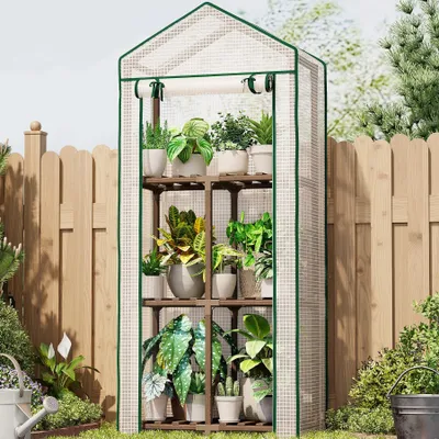 Imagen del producto de Caseta de jardín pequeña para exteriores, invernadero portátil de 3 capas
