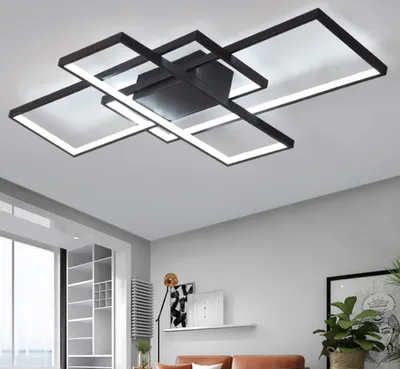 Produktbild von LED Deckenleuchte Dimmbar Deckenlampe Wohnzimmerlampe 60W mit Fernbedienung Schlafzimmerlampe Arbeitzimmer Büro Modern Led Deckenbeleuchtung Schwarz