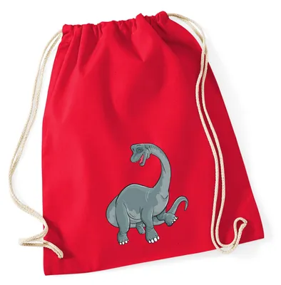 Produktbild von Huuraa Turnbeutel Brachiosaurus Dinosaurier 12 Liter Classic Red Baumwolle Rucksack Geschenkidee
