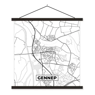 Obrázek produktu pro MuchoWow® Textilní plakát - Mapa - Gennep - Černobílá - 40x40cm - S černými lamelami