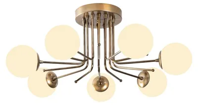 Image de Lustre Luminaire en fer or et blanc - 90 × 90 × H 35 cm - 7 x E27 Max 40W - IP20