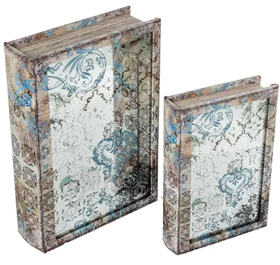 2er-Set Buchkisten mit Spiegel, 30x20x7 cm & 24x16x5 cm