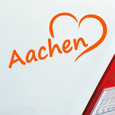 Produktbild von Auto Aufkleber Aachen Herz Stadt City Love Liebe Heart 15,5x8 cm Orange Sticker Heckscheibenaufkleber