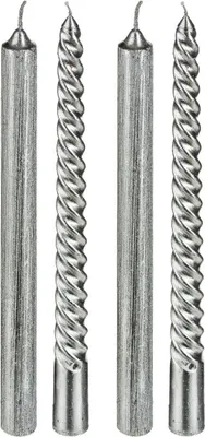 Produktbild von Stabkerze x 4 silber - Feeric Lights & Christmas