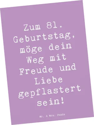 Produktbild von Mr. & Mrs. Panda Postkarte Spruch 81. Geburtstag - Lavendeltraum - Geschenk, Alter, Geburtstagswünsche, persönliche Geschenke, bildkarte, Happy Birthday, Postkarten