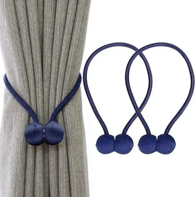 Productafbeelding van Unyqoos® Magnetische gordijnsluitingen – 2 stuks, polyesterband 40 cm, magneetbol Ø 3,5 cm, zonder montage, inclusief zwarte cadeauverpakking
