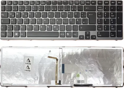 Obrázek produktu pro GERMAN - Černá klávesnice s šedým rámečkem + osvětlení Kompatibilní pro P/N: 9Z.N6CBQ.K0G