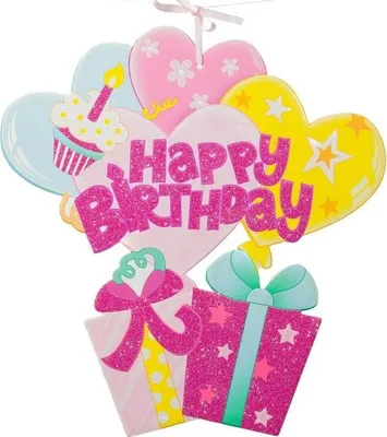 Image de Décoration en mousse « Happy Birthday » rose