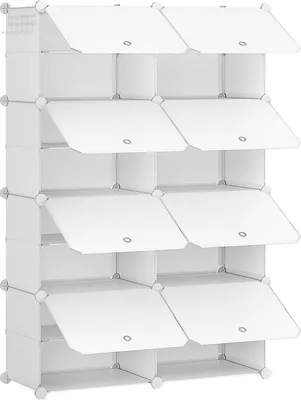 Obrázok produktu pre Botník HOOBRO s 8 priehradkami a dvierkami na 32 párov topánok Biely 80 x 30 x 120 cm