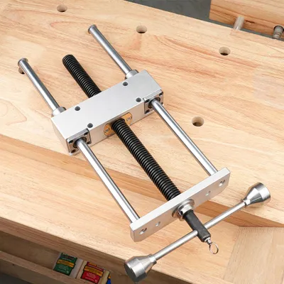 Obrázok produktu pre ENJOYWOOD Ťažký drevený stolový zverák MG0-000-0060A Dual Link 0-300 mm rozsah upínania Hliníková zliatina, nerezová oceľ, strieborná