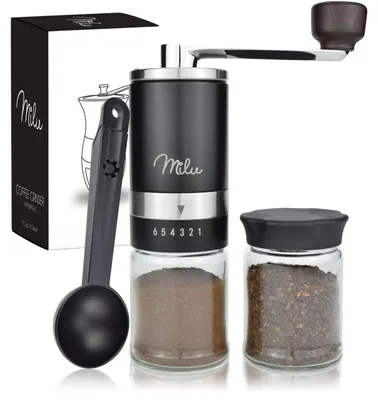 Kaffeemühle, manuell, Keramik-Mahlwerk, 6 Stufen, schwarz