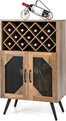 Produktbild von GOPLUS Weinbarschrank Holz, Buffetschrank mit abnehmbarem Weinregal, Sideboard Küche mit Glashalter, Weinschrank Vintage für Wohnzimmer & Esszimmer