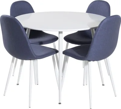 Image de PlazaWHWH100 ensemble table, table blanc et 4 Polar chaises bleu, blanc.