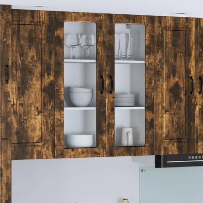 Immagine prodotto di vidaXL Armadio a muro in vetro LUCCA Rovere affumicato 80 x 31 x 100 cm