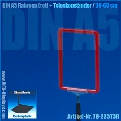 Produktbild von A5 Rahmen (rot) + Teleskopständer 30-60cm