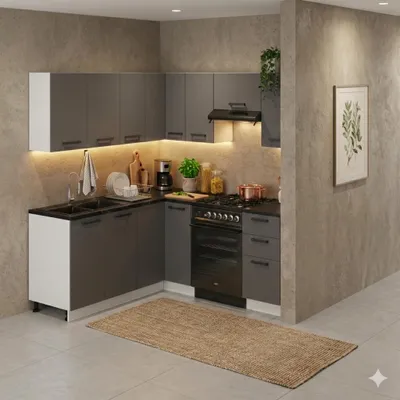 Produktbild von ULWEHOME | Eckküche 360 cm Anthrazit, Küchenmöbel-Set Grafit mit Arbeitsplatten 3,6 m, Eckküchenzeile, L-Küche, Küchenzeile, Eckschrank