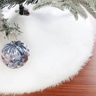 Produktbild von TolleTour Weihnachtsbaumdecke Tannenbaum Decke kunstfell Weiß Rund Rock Teppich Filz für Schnee Christbaum Weihnachtsbaum Deko,78cm