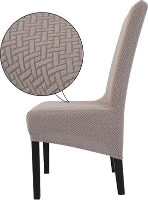 Produktbild von 1 Stück Stuhlhussen Stretch Elasthan Stuhlüberzug abdeckung für Esszimmer Hotel Bankett (Beige)