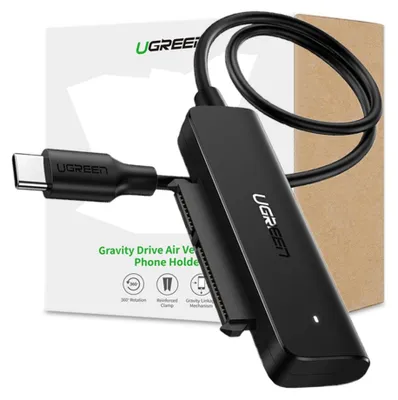 Zdjęcie produktu dla Ugreen adapter przejściówka dysku HDD SSD 2,5'' SATA III 3.0 - USB Typ C 3.2 Gen 1 (SuperSpeed USB 5 Gbps) czarny (70610 CM321)