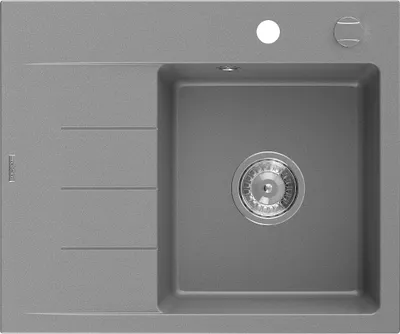 Produktbild von Mexen Ben Granitspüle 1-beckig mit Abtropffläche rechts 600 x 500 mm, grau, Siphon Chrom - 6523605000-71