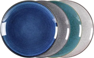 Produktbild von Porzellan-Teller-Set, 20 cm, Vintage-Blau/Grau, 4-teilig